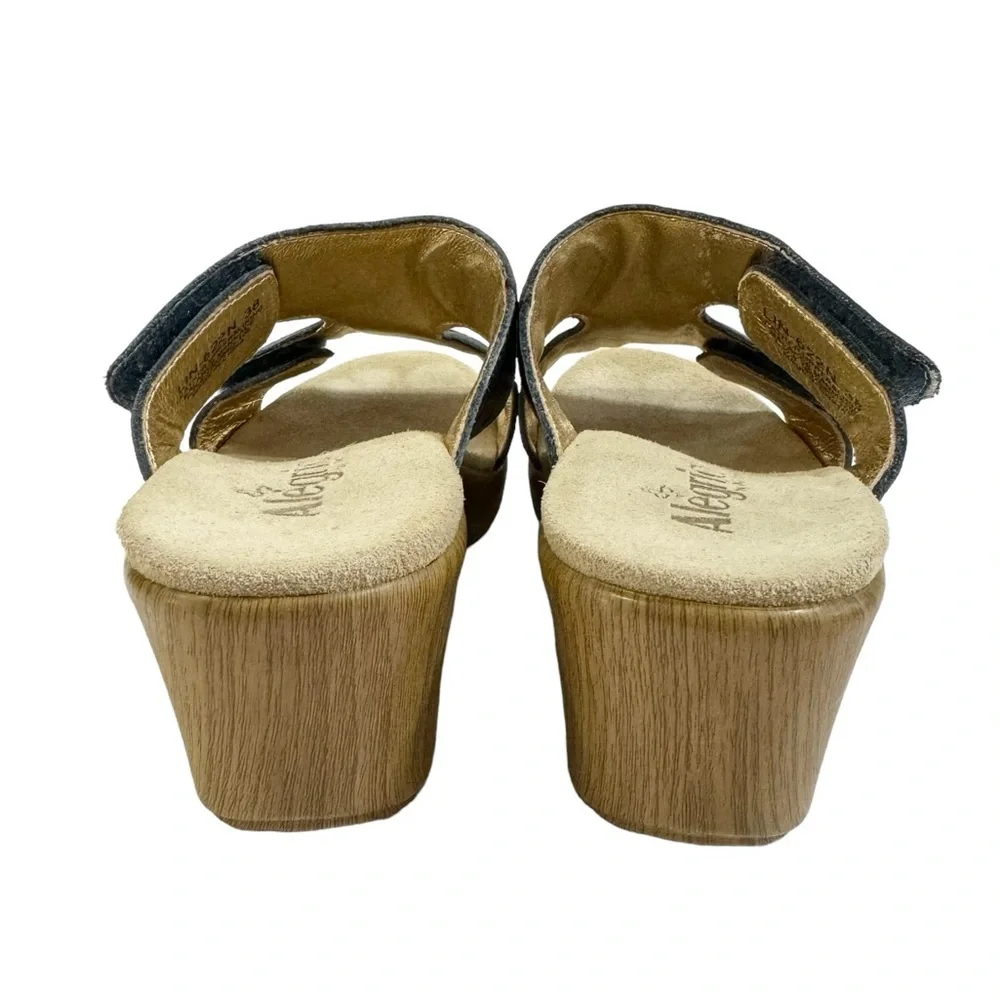 Alegria Blue Slide Sandals with Floral Pattern - Picture 6 of 10